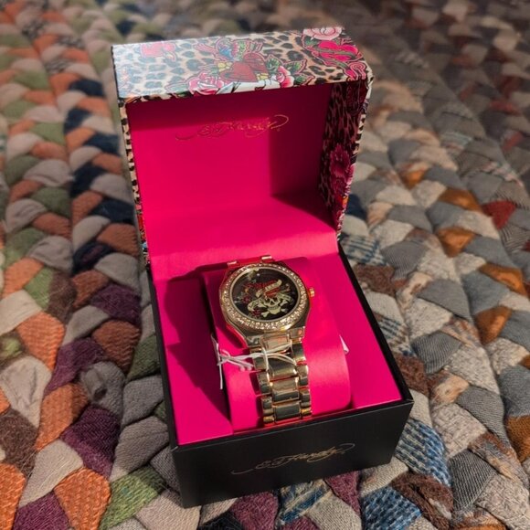 Ed Hardy | Accessories | The Ed Hardy Floral Skull Watch | Poshmark